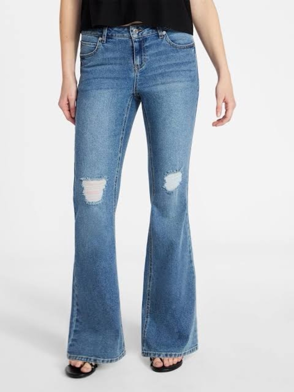 No Boundaries Light Blue Distressed Flare Jeans
